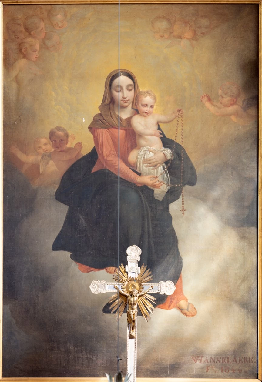 Pierre Van Hanselaere - Nostra Signora con Bambino con Rosario, pala d'altare sull'altare principale